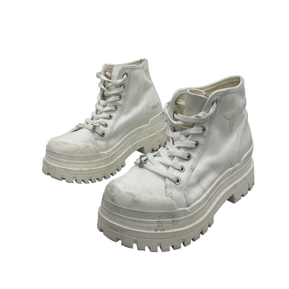 Windsor Smith White combat Platform Boots - Women's Size 8, Preowned